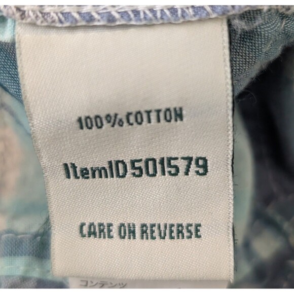 LL Bean Size L Patchwork Madras Plaid Button Down Blouse Cotton Boho Preppy - Picture 9 of 14